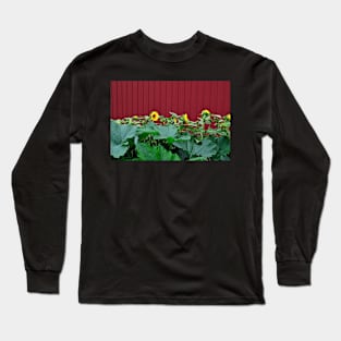 Sunflowers Against Barn Long Sleeve T-Shirt